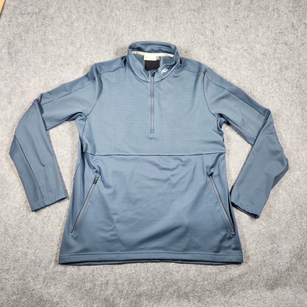 KJUS L 52 Men Delian 1/2 Zip Pullover Blue UPF 50+ Zip Pocket Mesh  MG25-J01
